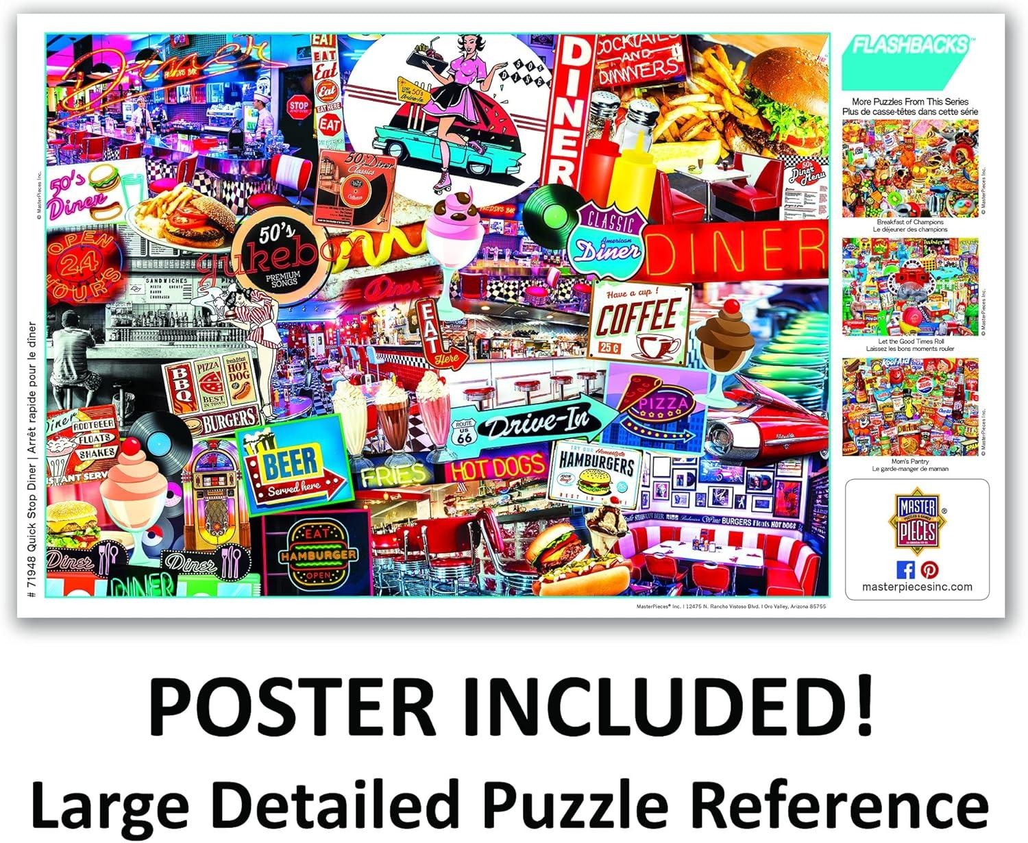 imageMasterPieces 1000 Piece Jigsaw Puzzle Quick Stop Diner Fun for Adults Family Kids NonGlare Finish 1925 x 26751000 Piece