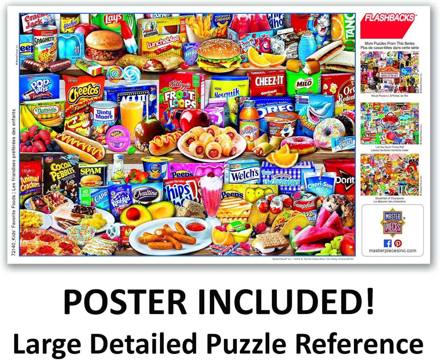 imageMasterPieces Kids Favorite Foods 1000Piece Jigsaw Puzzle EcoFriendly Matte Finish 1925x2675 Bonus Poster Quality Guaranteed1000 Piece with Bonus Poster