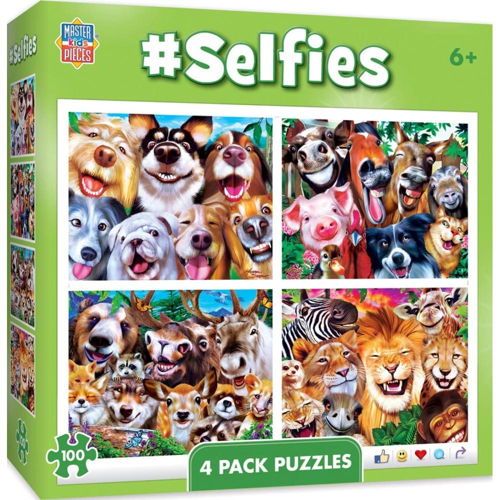 imageMasterPieces  Jigsaw Puzzle Set for Kids 6 Years 4Pack of 100 Pieces Educational and Fun Game Silly Animals Collection Gift Idea for Children 8 x 10