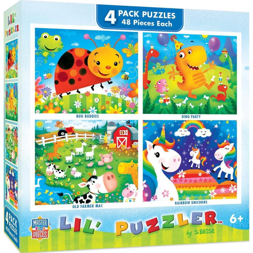 imageMasterPieces  Jigsaw Puzzle Set for Kids 6 Years 4Pack of 48 Pieces Educational and Fun Game Lil Puzzler Collection Gift Idea for Children 8 x 10
