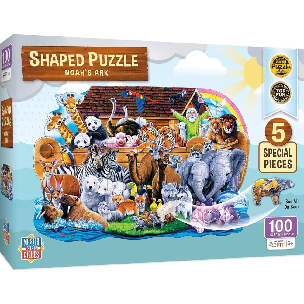 imageMasterPieces 100 Piece Shaped Jigsaw Puzzle for Kids  Noahs Ark  14x19