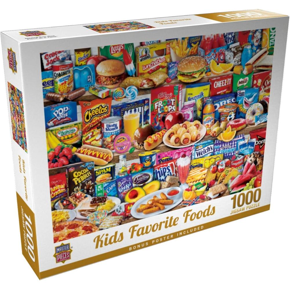 imageMasterPieces Kids Favorite Foods 1000Piece Jigsaw Puzzle EcoFriendly Matte Finish 1925x2675 Bonus Poster Quality Guaranteed1000 Piece