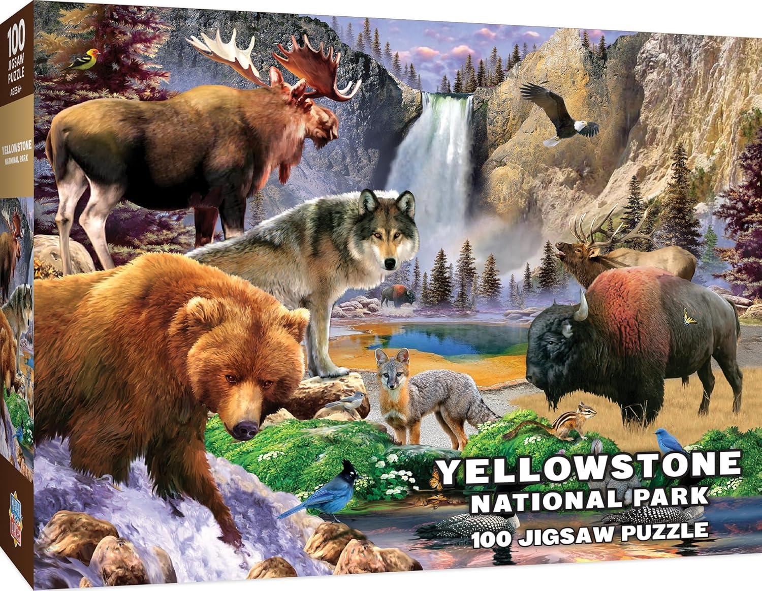 imageMasterPieces 100 Piece Jigsaw Puzzle for Kid 6 Years Wildlife of Rocky Mountains National Park Educational and Fun Game Gift Idea for Children 19 x 14Yellowstone National Park