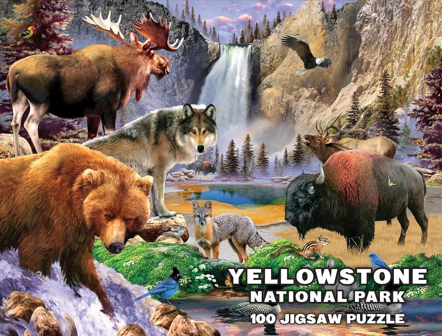 imageMasterPieces 100 Piece Jigsaw Puzzle for Kid 6 Years Wildlife of Rocky Mountains National Park Educational and Fun Game Gift Idea for Children 19 x 14Yellowstone National Park