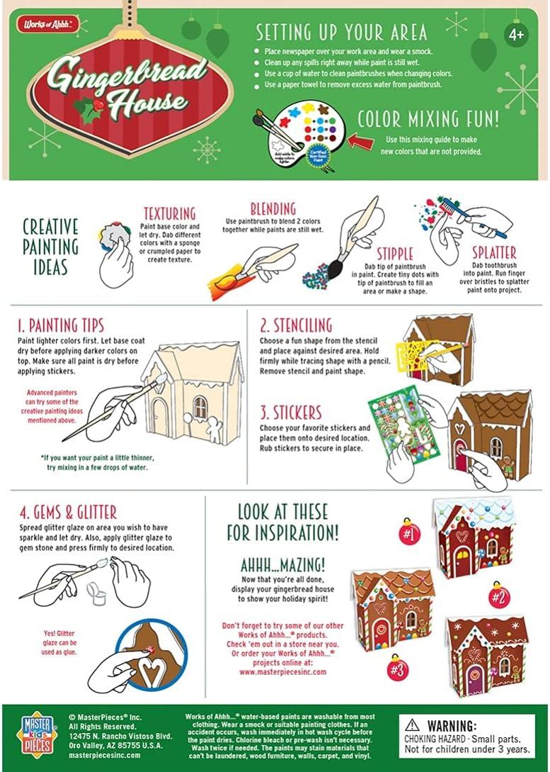 imageWorks of Ahhh Holiday Craft Set Gingerbread House Wood Paint Kit Comes