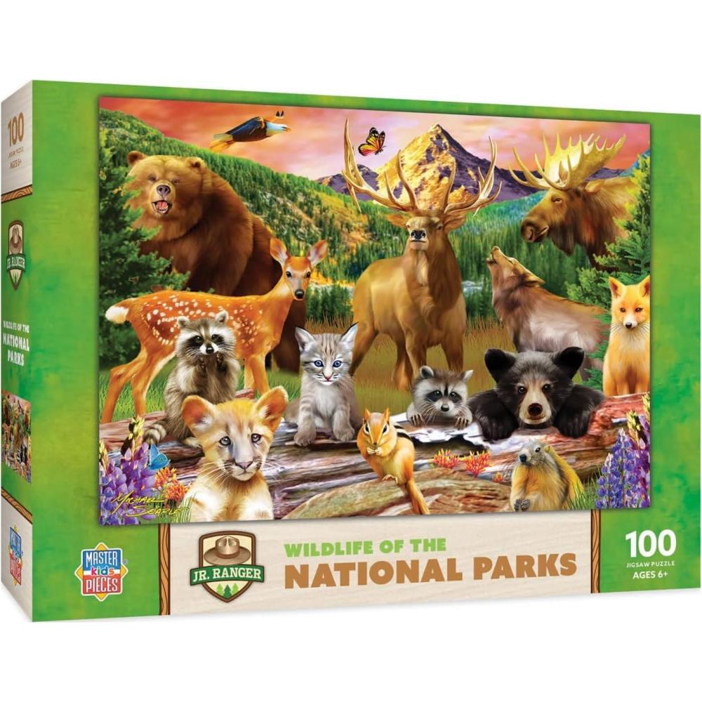 imageMasterPieces 100 Piece Jigsaw Puzzle for Kid 6 Years Wildlife of Rocky Mountains National Park Educational and Fun Game Gift Idea for Children 19 x 14Animals of the National Parks