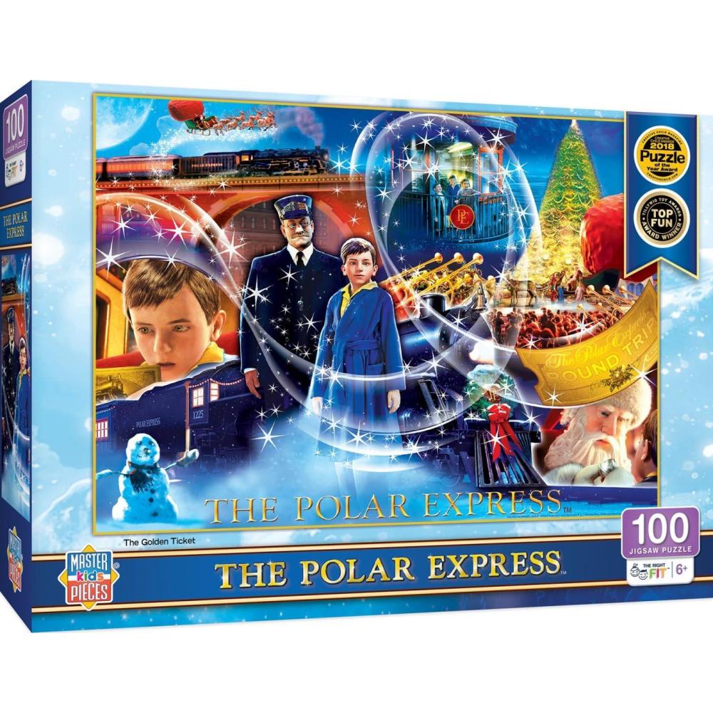 imageMasterPieces 100 Piece Christmas Jigsaw Puzzle for Kids  The Polar Express The Golden Ticket  14x19