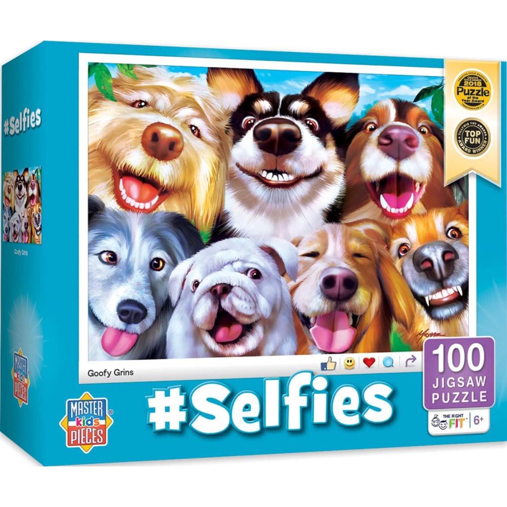 imageMasterPieces 100 Piece Selfies Jigsaw Puzzle for Kids  Goofy Grins  14x19