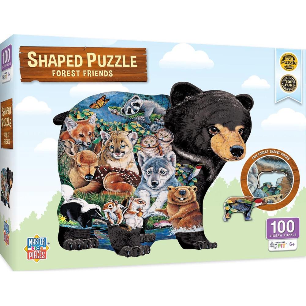 imageMasterPieces 100 Piece Shaped Jigsaw Puzzle for Kids Forest Friends 14x19