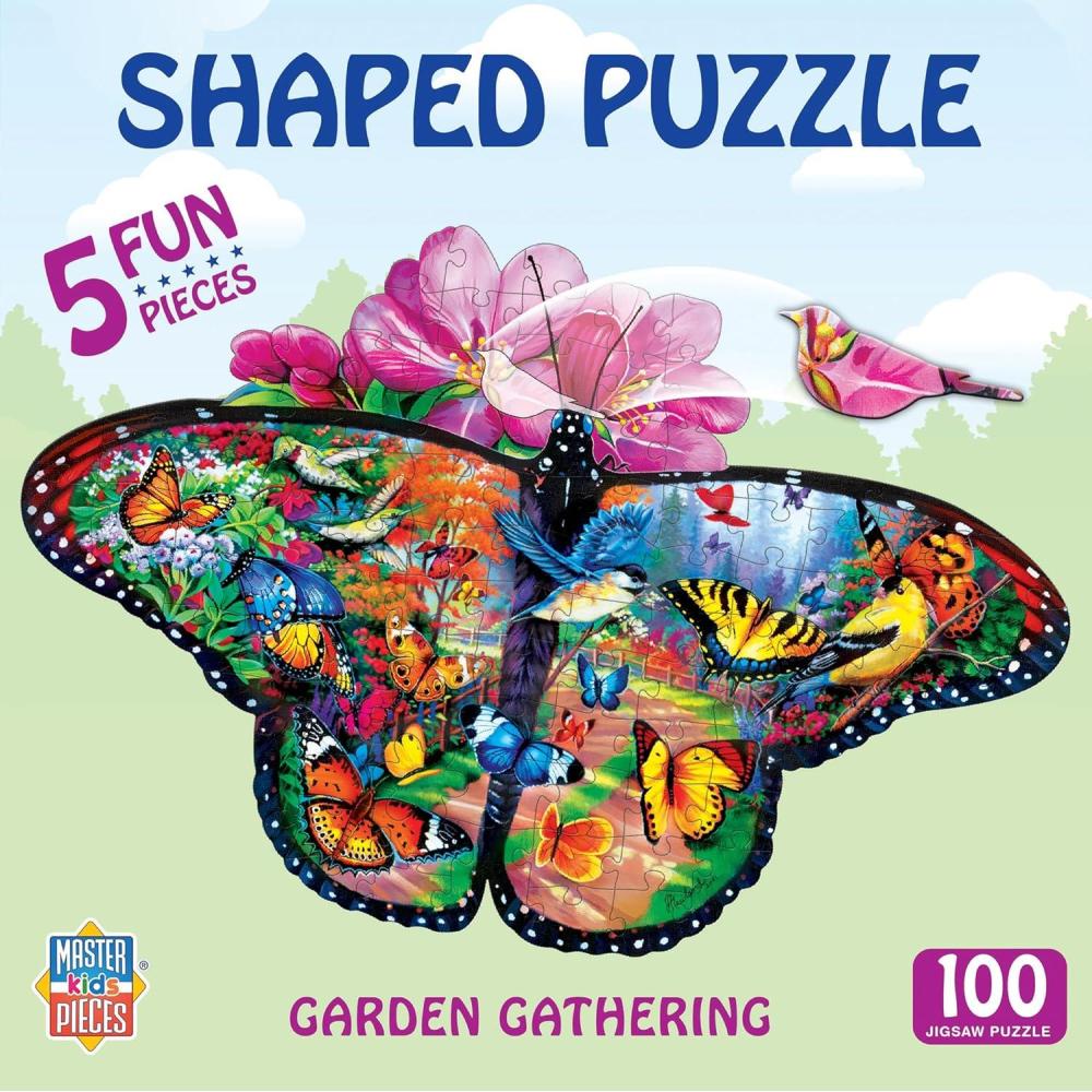 imageMasterPieces 100 Piece Shaped Jigsaw Puzzle for Kids Garden Gathering 14x19Garden Gathering