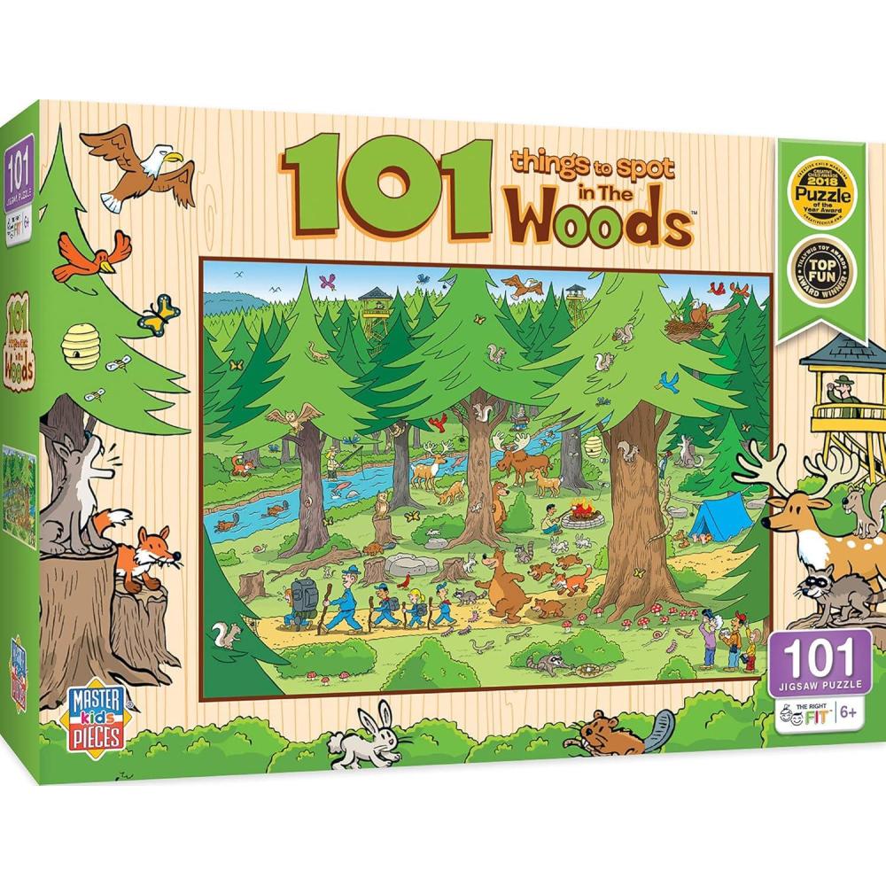 imageMasterpieces 100 Piece Family Jigsaw Puzzle for Kids 101 Things to Spot on a Farm 14x19Things to Spot in the Woods