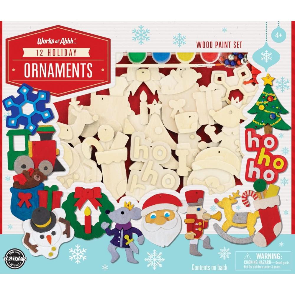 imageWorks of Ahhh Holiday Craft Set 12 Piece Christmas Ornaments Premium Wood Paint KitHoliday Classic Paint Kit