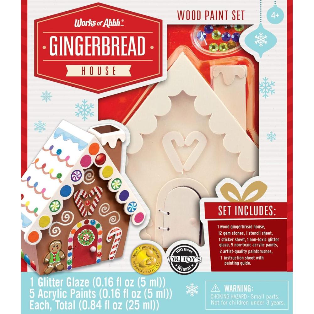 imageWorks of Ahhh Holiday Craft Set Gingerbread House Wood Paint Kit Comes