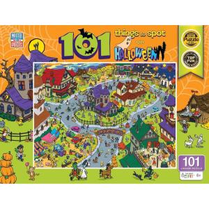 Halloween – 101 Things to Spot – On Halloween 101pc Puzzle – Jigsaw Puzzle with Vibrant Artwork and Durable Pieces – Fun Family Activity, Brain Challenge, and Educational Entertainment for Kids, Teens