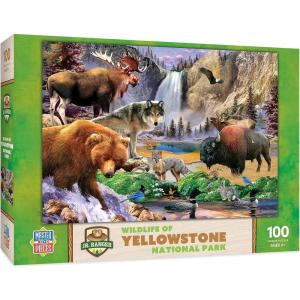MasterPieces – 100 Piece Jigsaw Puzzle for Kid 6+ Years, Wildlife of Rocky Mountains National Park, Educational and Fun Game, Gift Idea for Children, 19″ x 14″(Yellowstone National Park)