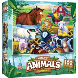MasterPieces Reptile Friends 100 Piece Jigsaw Puzzle for Kids Ages 4-8 – Mentally Stimulating, Durable Design, 14″x19″(Farm Friends)