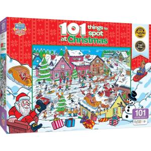 Masterpieces 100 Piece Family Jigsaw Puzzle for Kids – 101 Things to Spot on a Farm – 14″x19″(Things to Spot at Christmas)