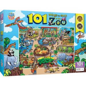 Masterpieces 100 Piece Family Jigsaw Puzzle for Kids – 101 Things to Spot on a Farm – 14″x19″(Things to Spot at the Zoo)