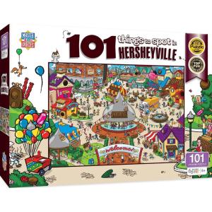 Masterpieces 100 Piece Family Jigsaw Puzzle for Kids – 101 Things to Spot on a Farm – 14″x19″(Things to Spot in Hersheytown)