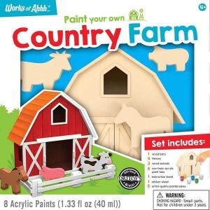 Works of Ahhh… Holiday Craft Set – 12 Piece Christmas Ornaments Premium Wood Paint Kit(Country Farm Set)