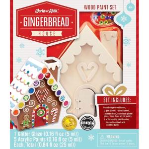 Works of Ahhh Holiday Craft Set – Gingerbread House Wood Paint Kit – Comes