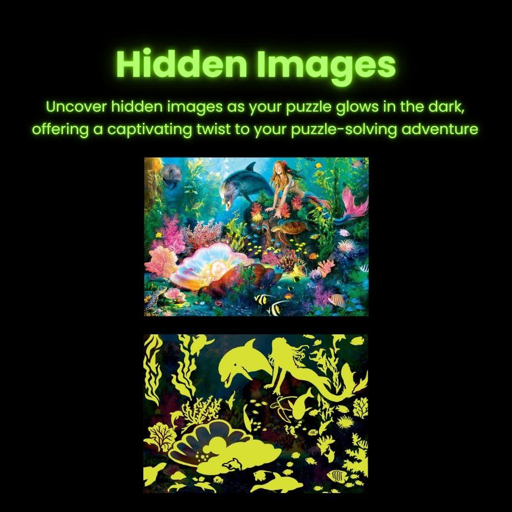imageMasterPieces 500 Piece Jigsaw Puzzle Glows in the Dark Hidden Images A Watchful Eye Fun for Adults Family Kids 15 x 21500 Piece