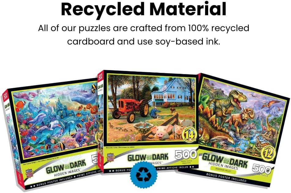 imageMasterPieces 500 Piece Jigsaw Puzzle Glows in the Dark Hidden Images A Watchful Eye Fun for Adults Family Kids 15 x 21500 Piece