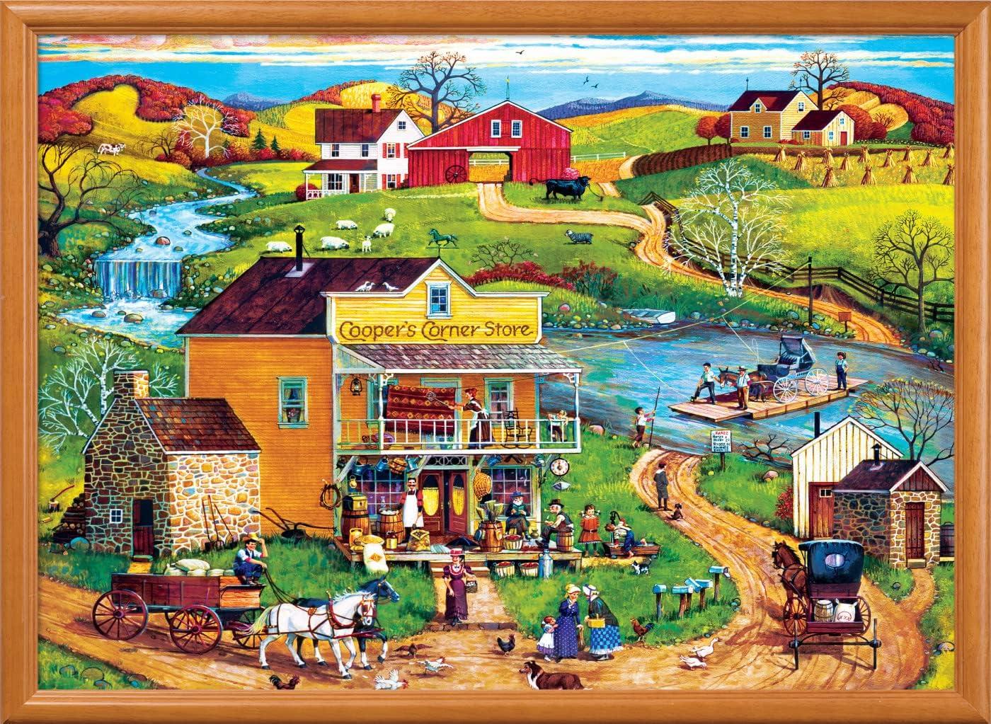 imageMasterPieces 500 Piece Jigsaw Puzzle Large EZ Grip Shapes Harvest Street Party Fun for Adults Seniors Family Kids 1925 x 2675Coopers Corner