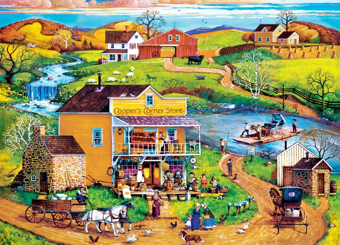 imageMasterPieces 500 Piece Jigsaw Puzzle Large EZ Grip Shapes Harvest Street Party Fun for Adults Seniors Family Kids 1925 x 2675Coopers Corner