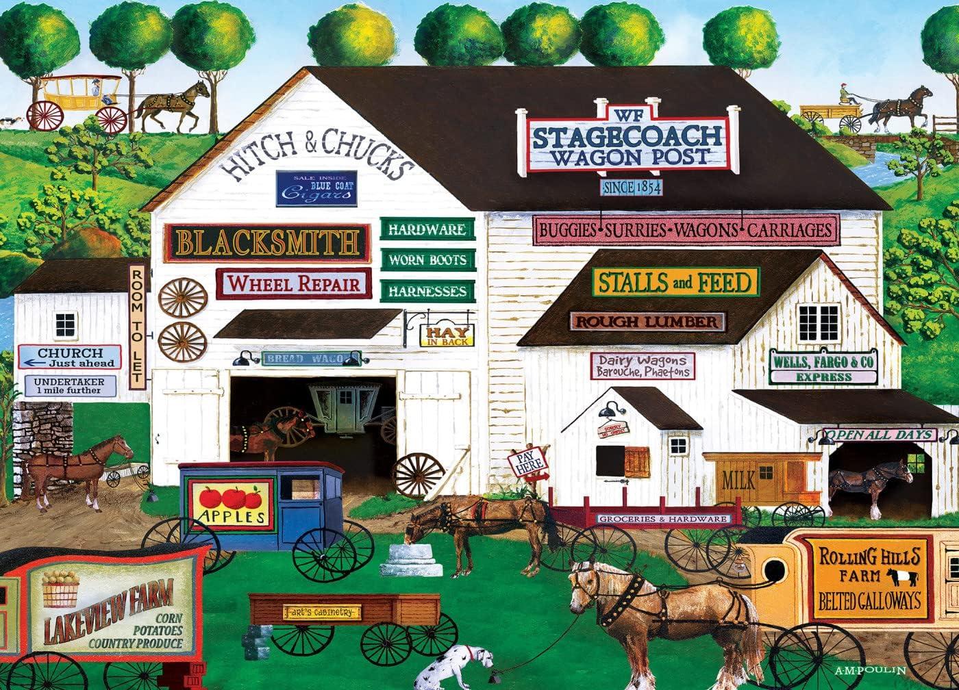 imageMasterPieces 500 Piece Jigsaw Puzzle Large EZ Grip Shapes Harvest Street Party Fun for Adults Seniors Family Kids 1925 x 2675Free Wheeling