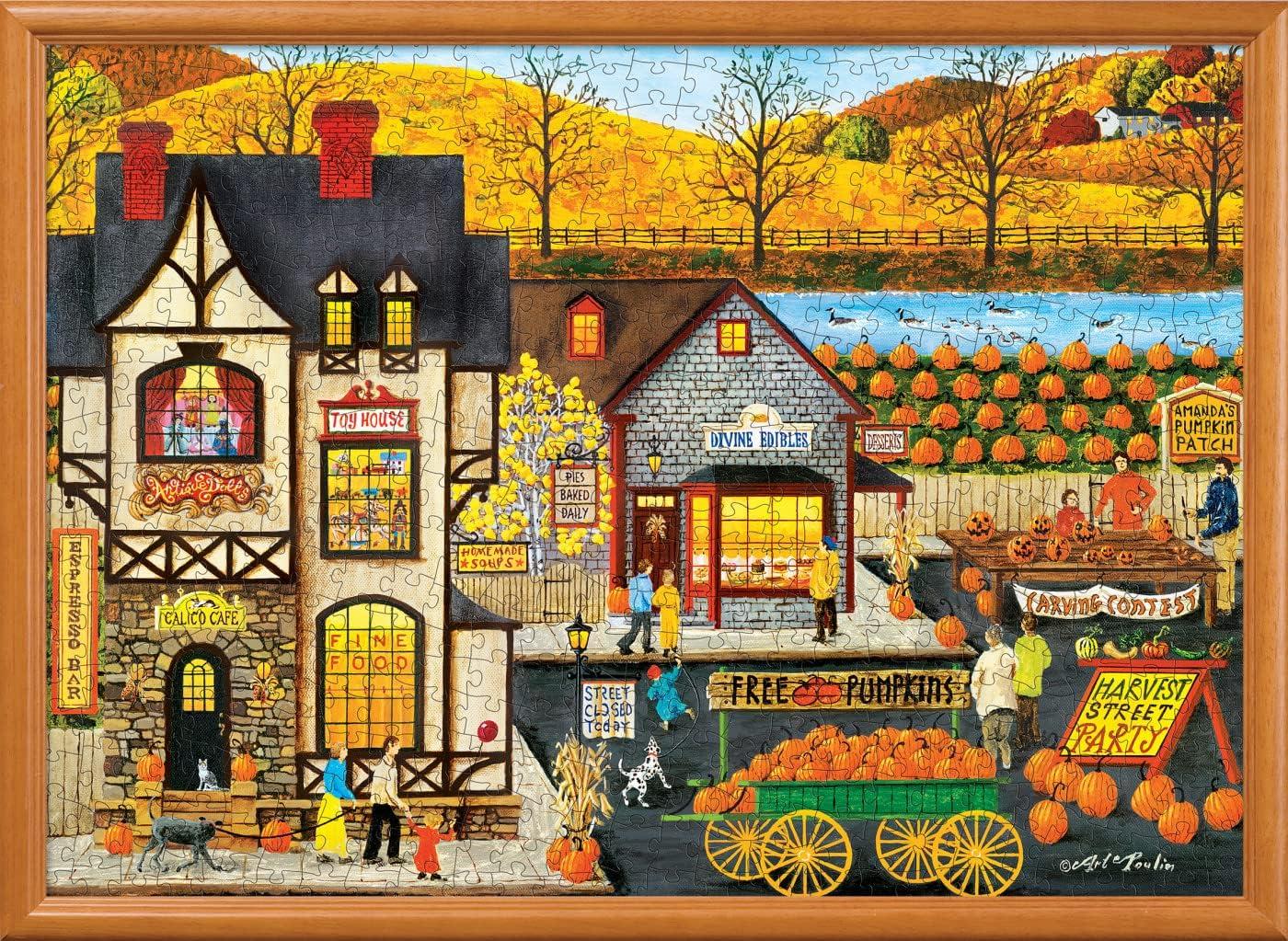imageMasterPieces 500 Piece Jigsaw Puzzle Large EZ Grip Shapes Harvest Street Party Fun for Adults Seniors Family Kids 1925 x 2675Harvest Street Party