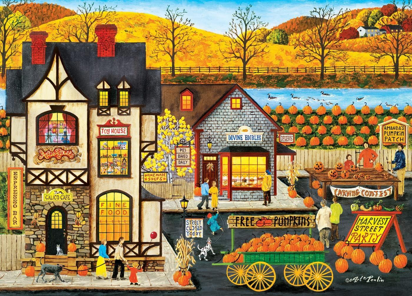 imageMasterPieces 500 Piece Jigsaw Puzzle Large EZ Grip Shapes Harvest Street Party Fun for Adults Seniors Family Kids 1925 x 2675Harvest Street Party
