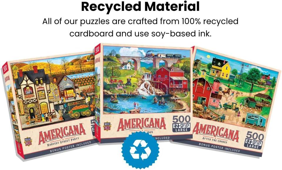 imageMasterPieces 500 Piece Jigsaw Puzzle Large EZ Grip Shapes Labor Day Fun for Adults Seniors Family Kids 1925 x 2675500 Piece