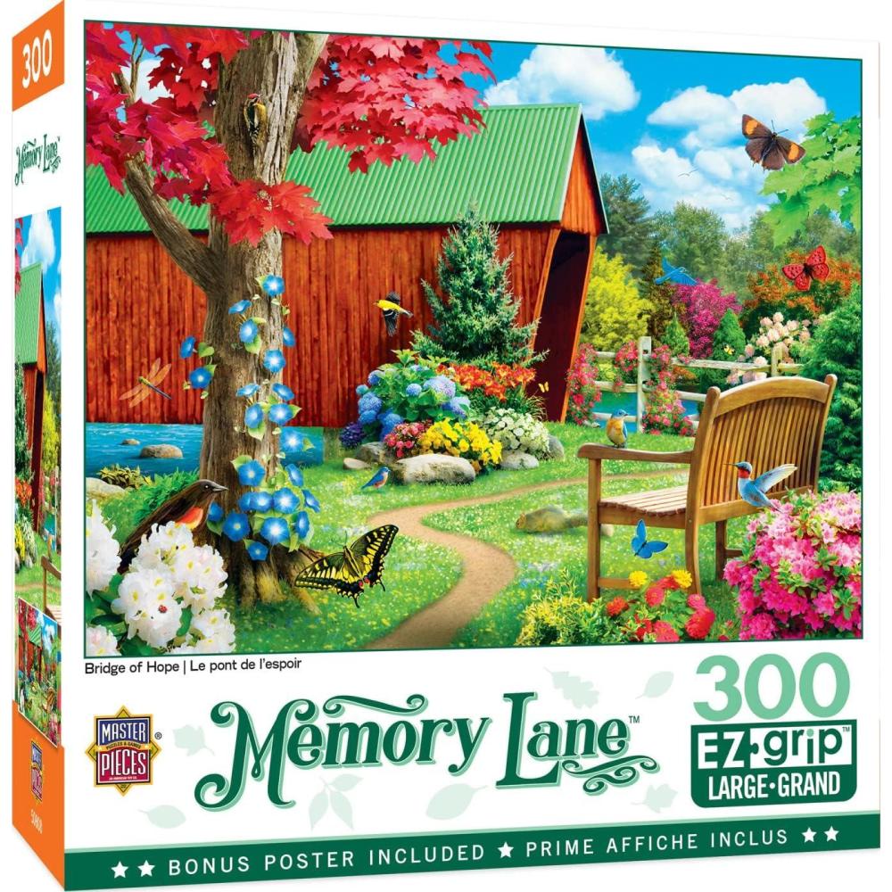 imageMasterPieces 300 Piece Jigsaw Puzzle Large EZ Grip Shapes Bridge of Hope Fun for Adults Seniors Family Kids NonGlare Finish 18x24Bridge of Hope