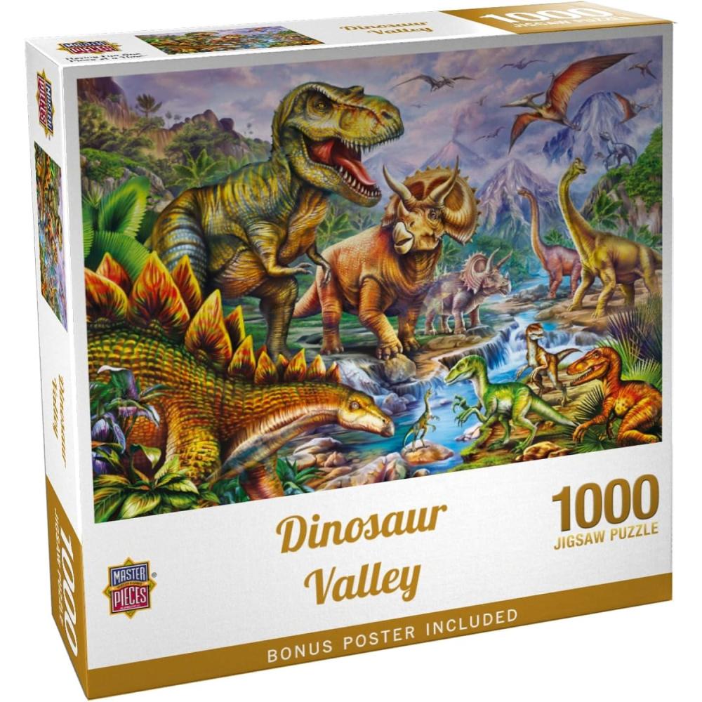 imageMasterPieces 500 Piece Jigsaw Puzzle Glows in The Dark Hidden Images Dinosaur Valley Fun for Adults Family Kids 15 x 211000 Piece