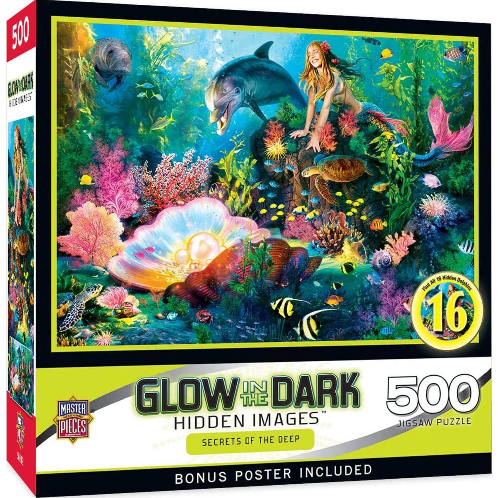 imageMasterPieces 500 Piece Jigsaw Puzzle Glows in The Dark Hidden Images Garden of Song Fun for Adults Family Kids 15 x 21Fox and Friends
