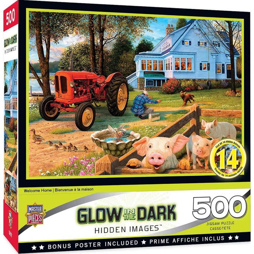 imageMasterPieces 500 Piece Jigsaw Puzzle Glows in The Dark Hidden Images Garden of Song Fun for Adults Family Kids 15 x 21Welcome Home