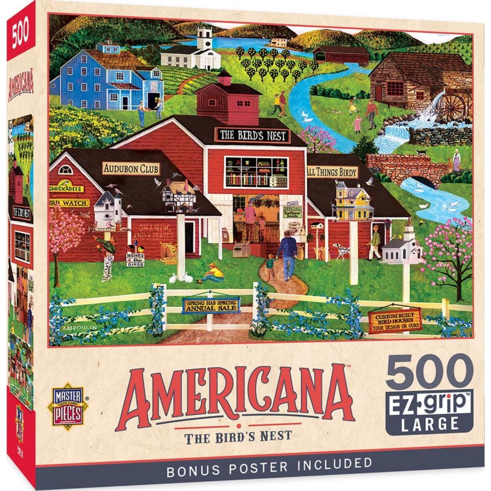 imageMasterPieces 500 Piece Jigsaw Puzzle Large EZ Grip Shapes Harvest Street Party Fun for Adults Seniors Family Kids 1925 x 2675The Birds Nest
