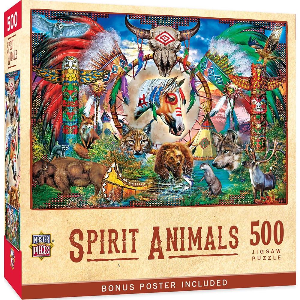 imageMasterPieces Tribal Spirit  Rise Above 500pc Puzzle  Jigsaw Puzzle with Vibrant Artwork and Durable Pieces  Fun Family Activity Brain Challenge and Educational Entertainment for Kids TeensSpirit Animals