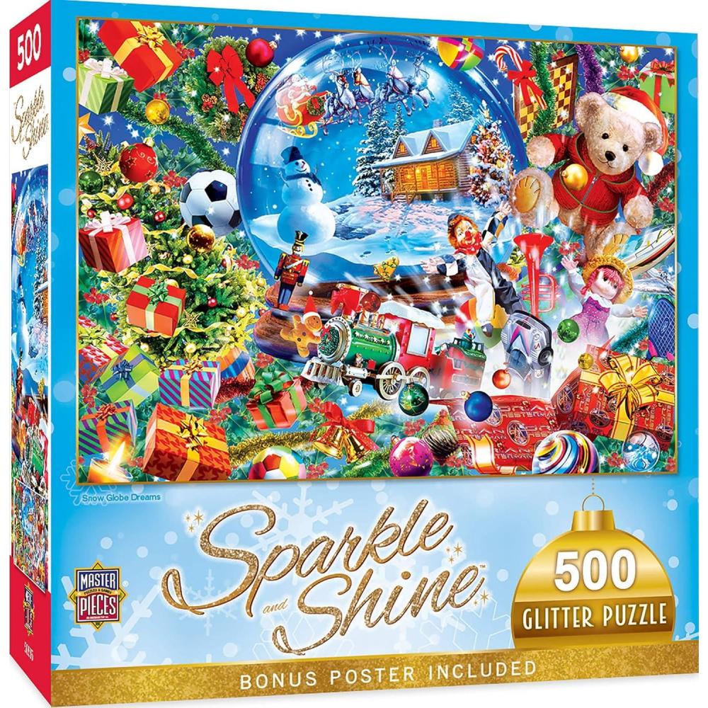 imageMasterpieces 500 Piece Glitter Christmas Jigsaw Puzzle  Snow Globe Dreams  15x21