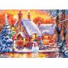 Masterpieces 500 Piece Glitter Christmas Jigsaw Puzzle – Snowman Cottage – 15″x21″