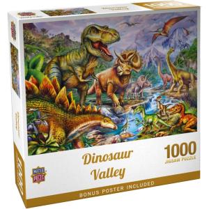 MasterPieces – 500 Piece Jigsaw Puzzle, Glows in The Dark, Hidden Images, Dinosaur Valley, Fun for Adults, Family, Kids, 15″ x 21″(1000 Piece)