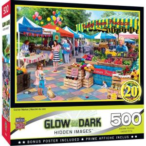 MasterPieces – 500 Piece Jigsaw Puzzle, Glows in The Dark, Hidden Images, Garden of Song, Fun for Adults, Family, Kids, 15″ x 21″(Corner Market)