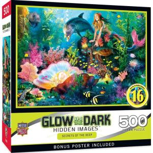 MasterPieces – 500 Piece Jigsaw Puzzle, Glows in The Dark, Hidden Images, Garden of Song, Fun for Adults, Family, Kids, 15″ x 21″(Fox and Friends)