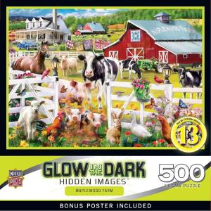 MasterPieces – 500 Piece Jigsaw Puzzle, Glows in The Dark, Hidden Images, Garden of Song, Fun for Adults, Family, Kids, 15″ x 21″(Maplewood Farm)