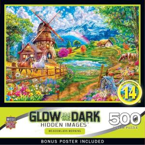 MasterPieces – 500 Piece Jigsaw Puzzle, Glows in The Dark, Hidden Images, Garden of Song, Fun for Adults, Family, Kids, 15″ x 21″(Meadowlark Morning)