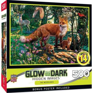 MasterPieces – 500 Piece Jigsaw Puzzle, Glows in The Dark, Hidden Images, Garden of Song, Fun for Adults, Family, Kids, 15″ x 21″(Woodland)