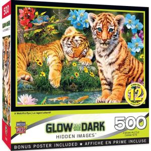 MasterPieces – 500 Piece Jigsaw Puzzle, Glows in the Dark, Hidden Images, A Watchful Eye, Fun for Adults, Family, Kids, 15″ x 21″(500 Piece)