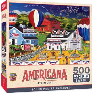 MasterPieces – 500 Piece Jigsaw Puzzle, Large EZ Grip Shapes, Harvest Street Party, Fun for Adults, Seniors, Family, Kids, 19.25″ x 26.75″(4th of July)