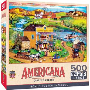 MasterPieces – 500 Piece Jigsaw Puzzle, Large EZ Grip Shapes, Harvest Street Party, Fun for Adults, Seniors, Family, Kids, 19.25″ x 26.75″(Cooper’s Corner)